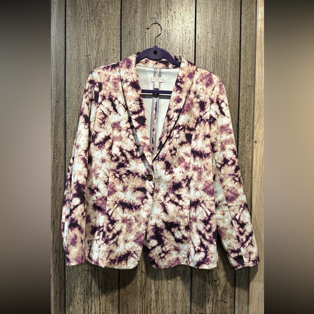 LOGO by Lori Goldstein Tie-Dye Ponte Knit Blazer